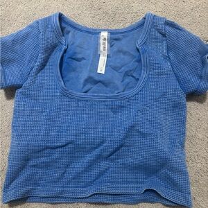 Altar'd State Blue Waffle Knit Short Sleeve Tee